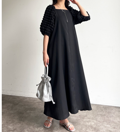 【アウトレット限定商品】chez toi ポップコーンスリーブワンピース
