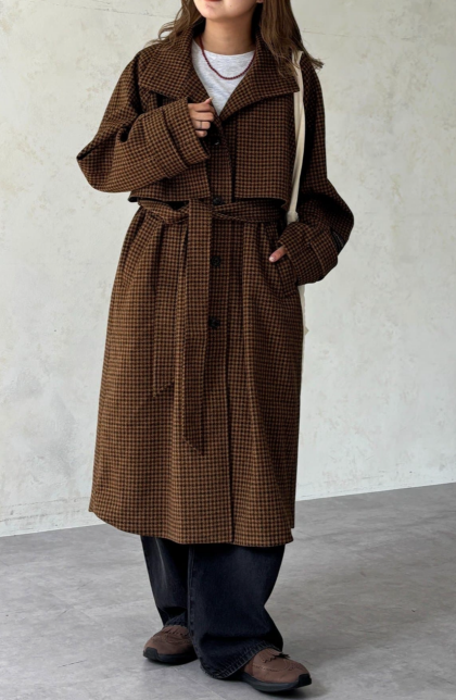 【アウトレット限定商品】CPCM ケープ付き軽量メルトンスタンドコート