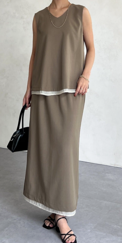 アウトレット限定商品】Chez toi シアー重ねブラウス×ナロー