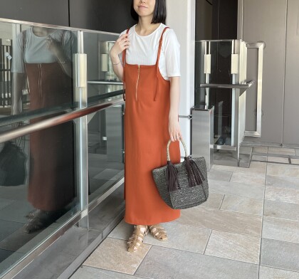 【chez toi】リブT×フロントZIPキャミワンピース