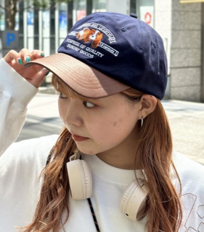 【CPCM】犬刺繍フェイクレザー×ツイルキャップ
