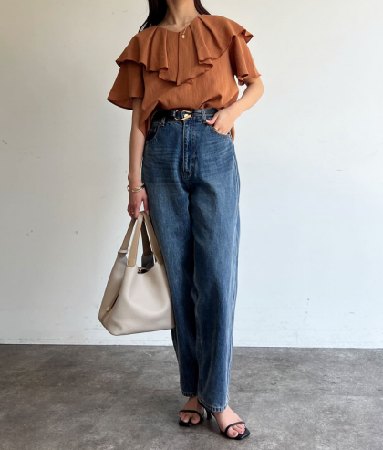【アウトレット限定商品】chez toi ネックフリルブラウス