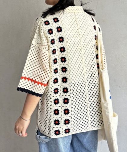 【アウトレット限定商品】半袖クロシェニットポロシャツ