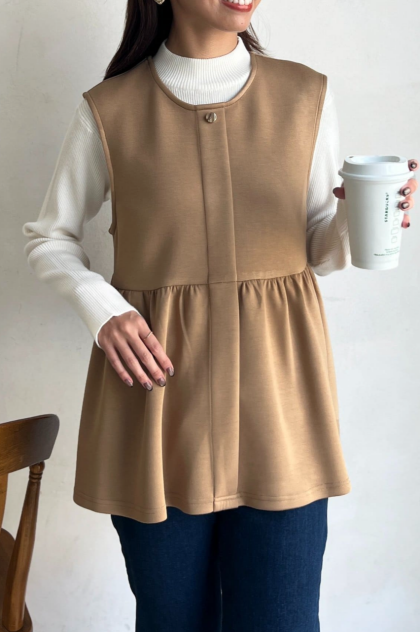 【アウトレット限定商品】Chez toi ペプラムベスト×ニットプルオーバー