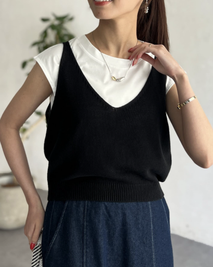 【アウトレット限定商品】Chez toi カット×ニットビスチェ