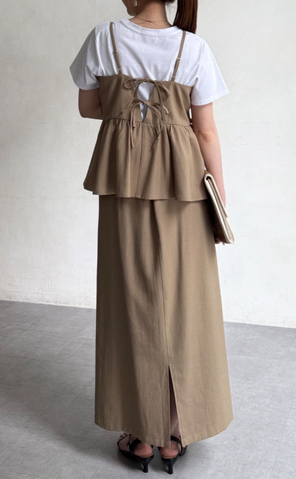 【アウトレット限定商品】Chez toi キャミぺプラム×タイトスカート
