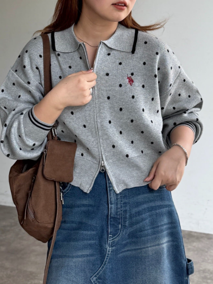 【アウトレット限定商品】CPCM 【U.S. POLO ASSN. 】襟付きジップカーディガン