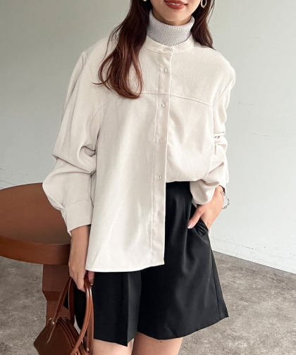 【アウトレット限定商品】Chez toi コーデュロイラウンド切替ブラウス