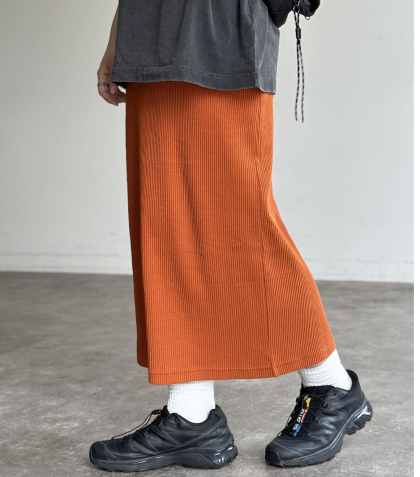 【アウトレット限定商品】リブスカート