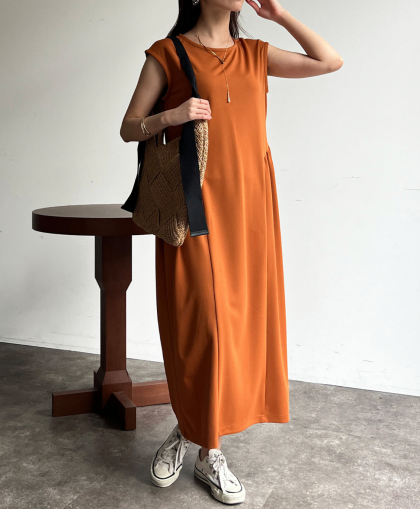 【アウトレット限定商品】chez toi サイドギャザーノースリカットワンピース