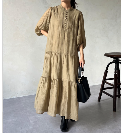 【アウトレット限定商品】Chez toi シアー素材袖ボリュームOP