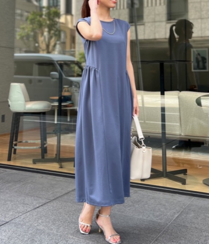 【アウトレット限定商品】chez toi サイドギャザーノースリカットワンピース
