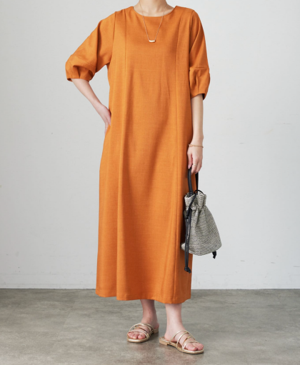 【アウトレット限定商品】ランタンスリーブナローワンピース