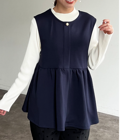 【アウトレット限定商品】Chez toi ペプラムベスト×ニットプルオーバー