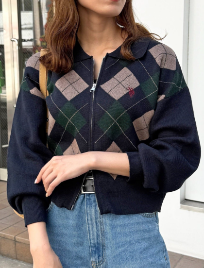 【アウトレット限定商品】CPCM 【U.S. POLO ASSN.】襟付きジップカーディガン