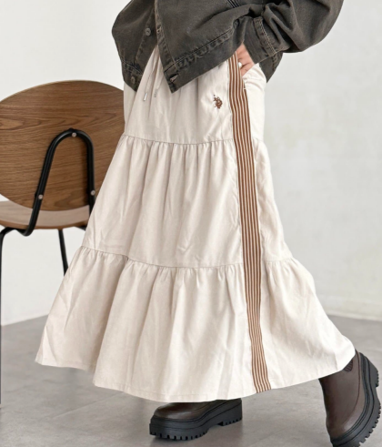 【アウトレット限定商品】CPCM 【U.S. POLO ASSN. 】ティアードスカート