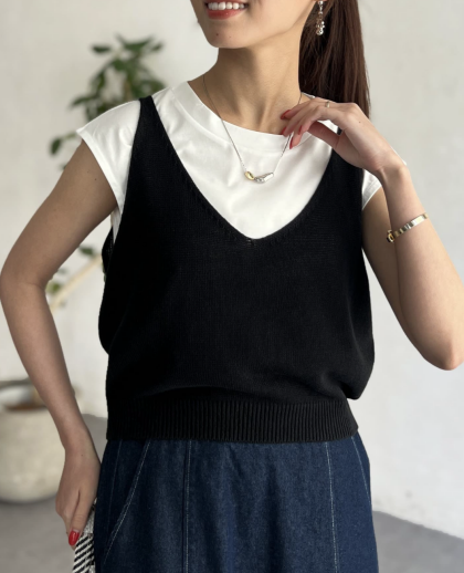 【アウトレット限定商品】Chez toi カット×ニットビスチェ