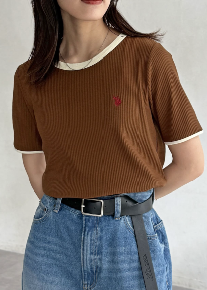 【アウトレット限定商品】CPCM【U.S. POLO ASSN.】クルーネック半袖リブT