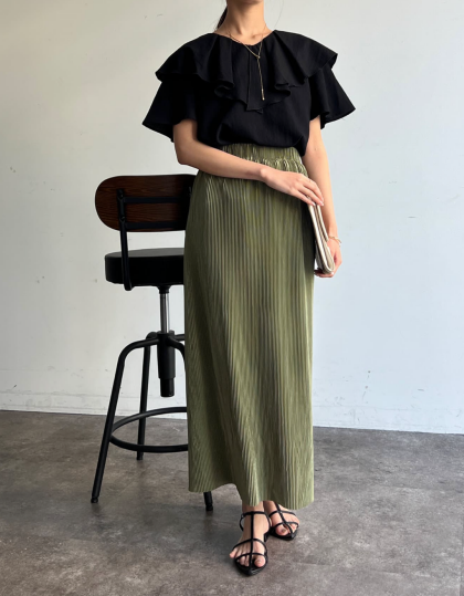 【アウトレット限定商品】chez toi ネックフリルブラウス