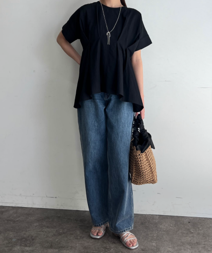 【アウトレット限定商品】chez toi ウエストタックペプラムブラウス