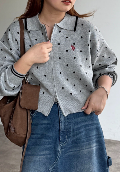 【アウトレット限定商品】CPCM 【U.S. POLO ASSN. 】襟付きジップカーディガン