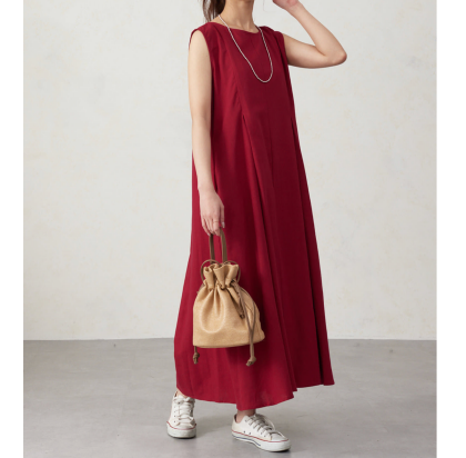 【アウトレット限定商品】BACKタックノースリリネンワンピース