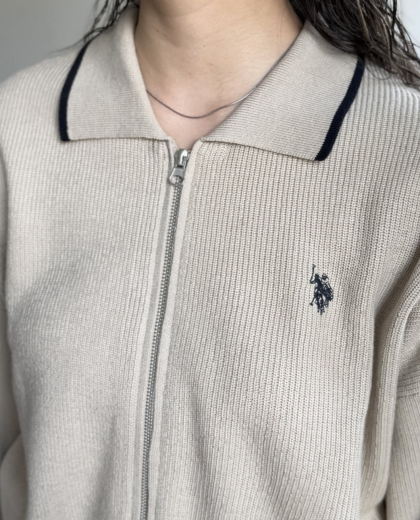 【アウトレット限定商品】CPCM 【U.S. POLO ASSN.】襟付きカーディガン