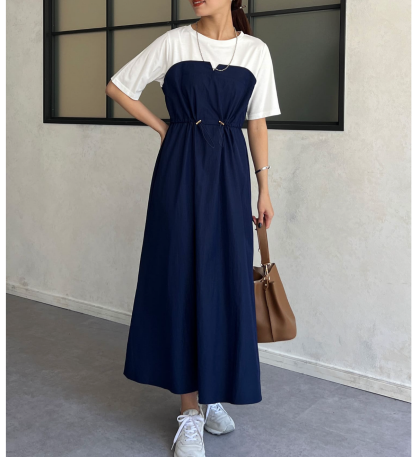 【アウトレット限定商品】Chez toi ビスチェ見えドロストワンピース
