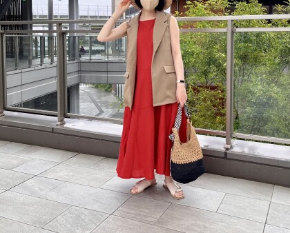 【chez toi】裾ティアードノースリワンピース