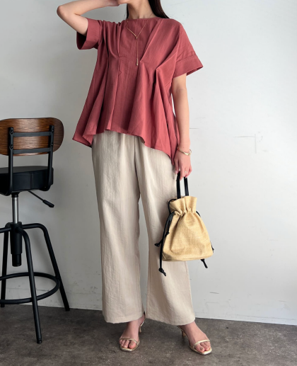 【アウトレット限定商品】chez toi ウエストタックペプラムブラウス