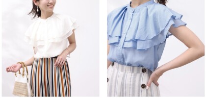 【chez toi】フレアケープ付ノースリブラウス