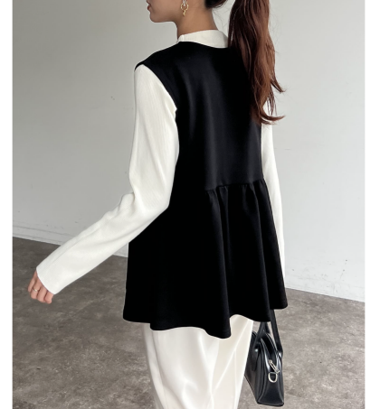 【アウトレット限定商品】Chez toi ペプラムベスト×ニットプルオーバー