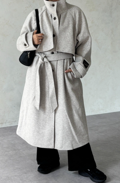 【アウトレット限定商品】CPCM ケープ付き軽量メルトンスタンドコート