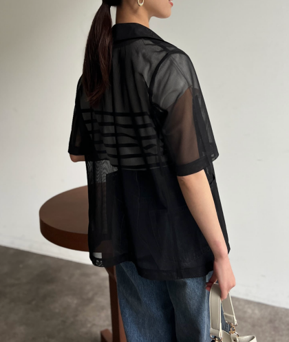 アウトレット限定商品】chez toi 5分袖メッシュテーラード