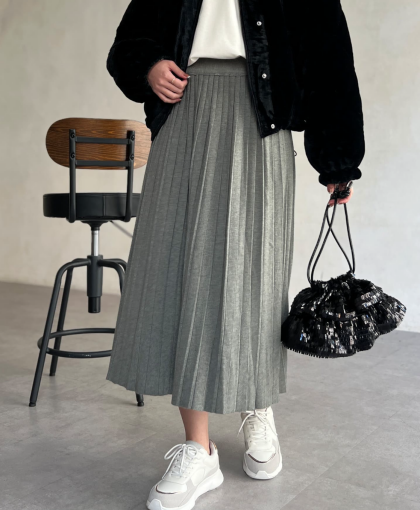 【アウトレット限定商品】Chez toi プリーツニットスカート