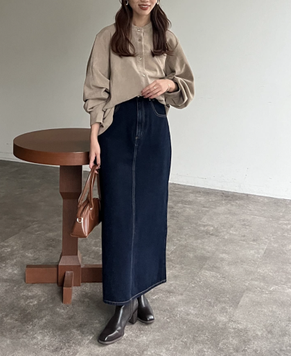 【アウトレット限定商品】Chez toi コーデュロイラウンド切替ブラウス
