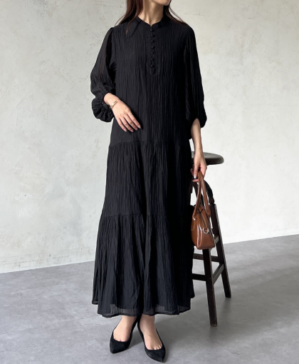【アウトレット限定商品】Chez toi シアー素材袖ボリュームOP