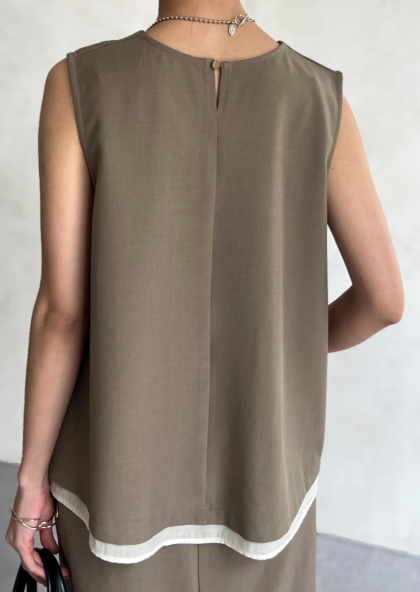 【アウトレット限定商品】Chez toi シアー重ねブラウス×ナロースカートSET