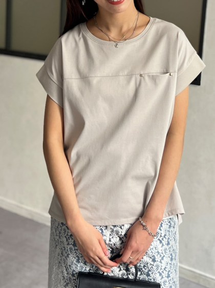 【アウトレット限定商品】Chez toi 機能素材袖口リブフレンチT