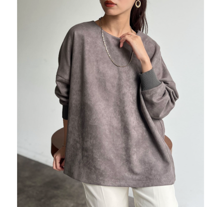 【アウトレット限定商品】Chez toi BACKリブラインスエードプルオーバー
