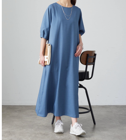 【アウトレット限定商品】ランタンスリーブナローワンピース