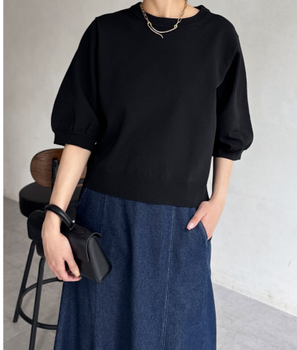 【アウトレット限定商品】Chez toi 5分袖コンパクトニット