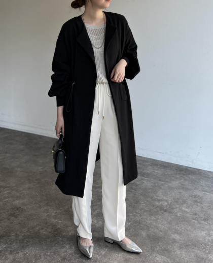 【アウトレット限定商品】 Chez toi　袖口リブ着流しコート