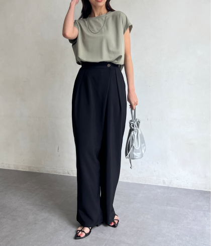【アウトレット限定商品】chez toi ラップワイドパンツ