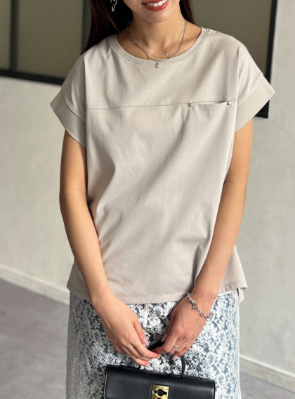 【アウトレット限定商品】Chez toi 機能素材袖口リブフレンチT