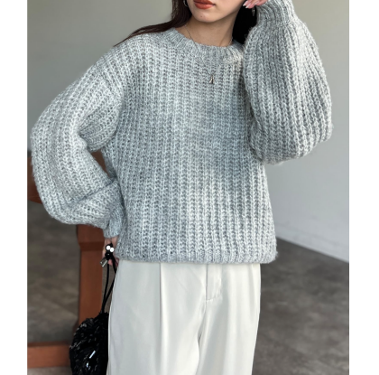 【アウトレット限定商品】Chez toi ローゲージクルーネックプルオーバー