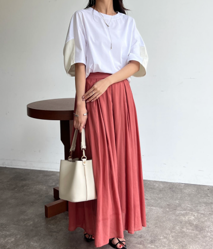 【アウトレット限定商品】chez toi ウエストタックセミシアースカート