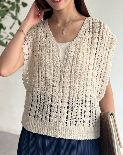 【アウトレット限定商品】Chez toi かぎ針ニット