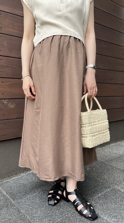 【chez toi】ツイードプルオーバー×カット布帛ドッキングワンピース