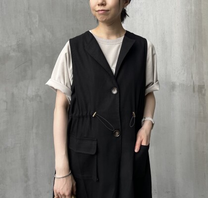 【chez toi】ウエストドロストリネンタッチジレコート